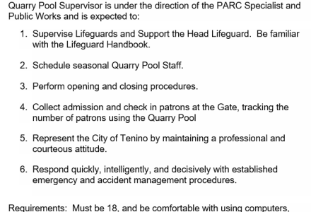 Quarry Pool Supervisor